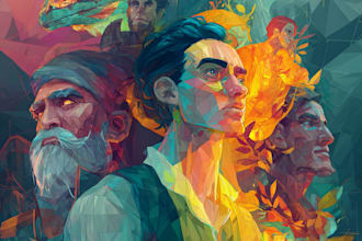 do expressive colorful abstract portrait
