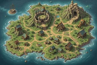custom vector fantasy maps rpg game map illustration