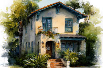 draw ink or watercolor sketch of a house, building  for you
