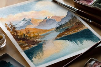 draw a watercolor landscape illustration