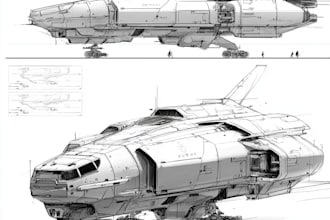 draw spaceship concept art or design a starship or scifi vehicle
