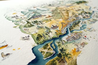 make landscape sketch, colored site plan, custom map