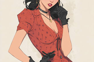 draw a pin up girl and pin up girl illustration