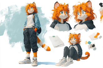 make a digital watercolor character art or furry art