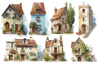 draw custom digital watercolor house illustrations