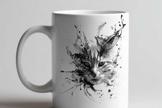 draw coffee mug design, custom mug design