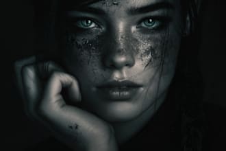 paint digital realistic or abstract dark art portraits