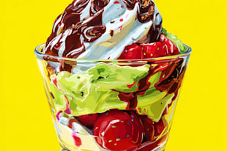 draw a illustration of food pop art