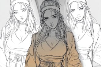 sketch expression sheet of your favourite anime characters