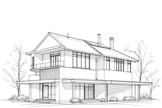 draw architectural sketches of buildings and houses