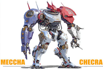draw mecha robot armor character concept for you