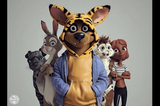 draw custom animal cartoon illustration
