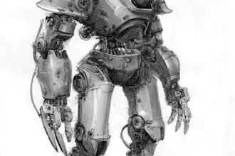 do anime style mecha robot illustrations