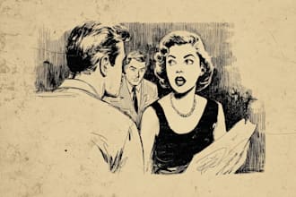 draw vintage illustration, distressed retro or comic art