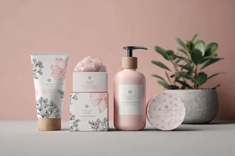 design luxurious cosmetic labels and elegant packaging