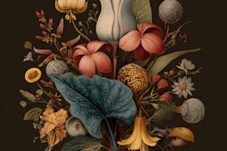 make an botanical illustration of plants and floral