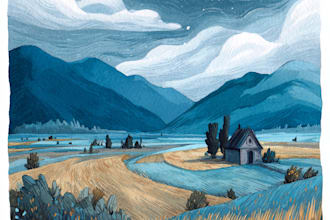 paint a watercolor and gouache landscape illustration