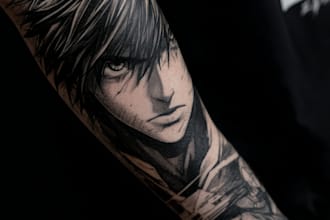 draw an anime style tattoo of your waifu or husbando