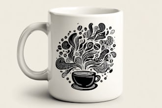 do attractive custom coffee mug design for you