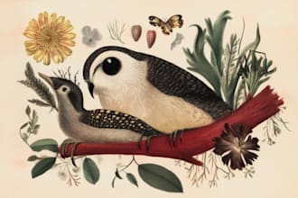 any floral, animal or botanical art illustration
