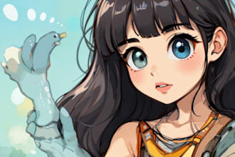 draw cute cartoon portrait with pet or favorite item