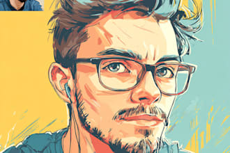 draw cartoon vector portrait with your face