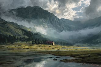 paint landscape in real oil painting