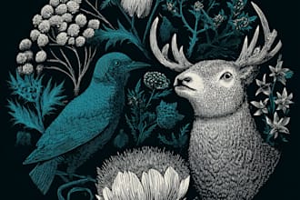 draw botanical and animal designs and patterns for you