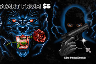 design vintage oldschool illustration for t shirt and merch