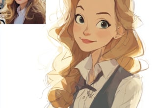 do a portrait in semi realism disney cartoon style