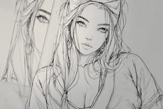 sketch your portrait in detailed line art style