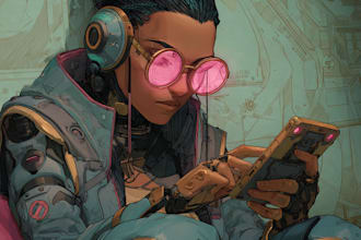 make a character art, sci fi fantasy, cyberpunk oc illustration