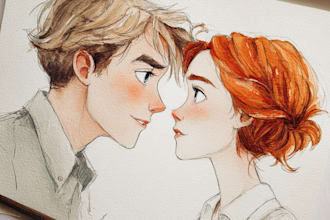 draw cartoon disney couple portrait