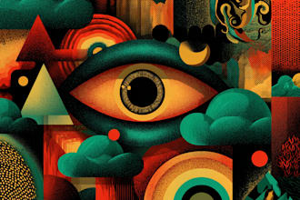 draw a unique psychedelic retro vintage illustration