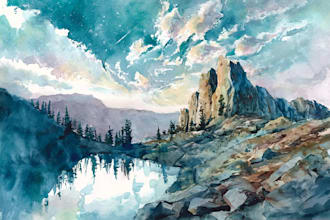 draw a watercolor landscape illustration