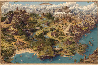 create a fantasy map illustration or site in illustrator