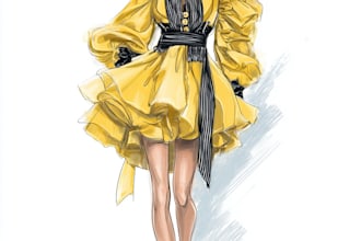 do a fashion illustration or sketch of a figure in clothes