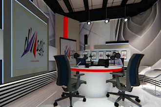 craft 3d radio room, home studio,podcast,studio render,any exiting space remodel