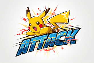 make unique pikachu attack logo with custom t shirt design