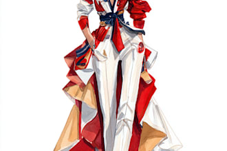 draw a fashion or editorial illustration, sketch, commercial