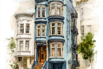 draw house illustration watercolor style