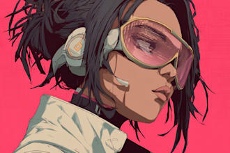 draw retro cyberpunk anime illustration