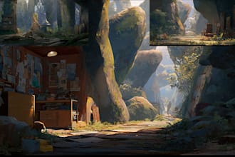 do 2d game concept art and environment art with any style