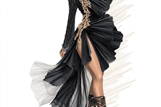 draw a realistic fashion illustration