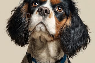 do realistic digital pet portrait dog, cat, horse