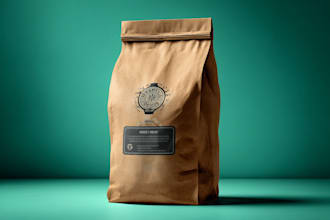 create a coffee bag, packaging and label sticker design