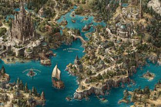 do a fantasy map illustration