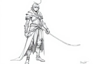 create a detailed fantasy character sketch