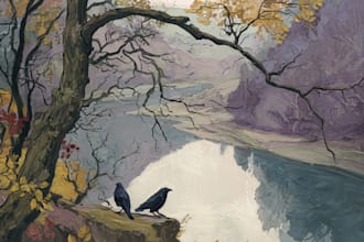 do hand drawn illustration by gouache or oil painting