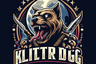 create high quality vintage killer dog pitbull logo